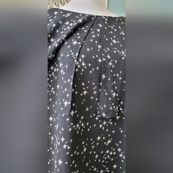 Laundry by Shelli Segal Blouse Women's 8 Black & White Twinkle Star Long-sleeved - Picture 8 of 16